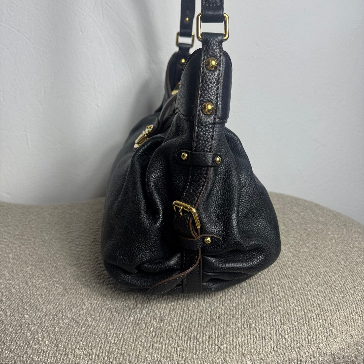 Louis Vuitton Mahina XS Noir Perforated Hobo Bag
