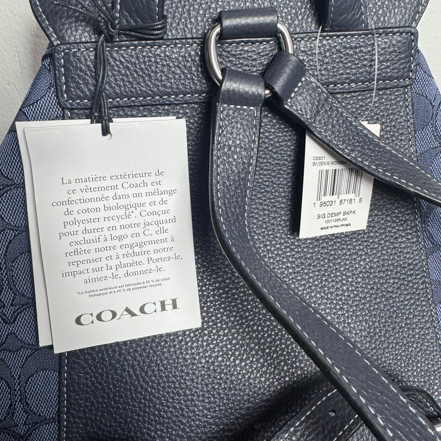 Coach Dempsey Drawstring Rucksack – Signature Jacquard Navy (NEU)