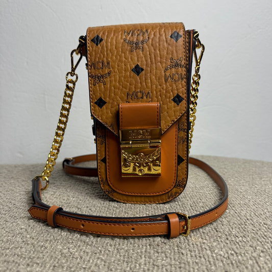 MCM Crossbody Phone Case Visetos Cognac