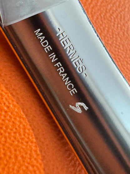 Hermès Olympe Armreif T3 - Silberfarben mit braunem Leder