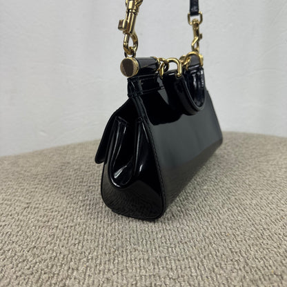 Dolce & Gabbana Mini Sicily – Schwarzes Lackleder