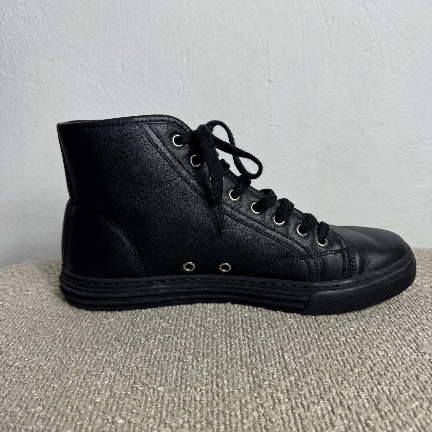 Gucci High-Top Leder-Sneaker Schwarz Gr. 40,5