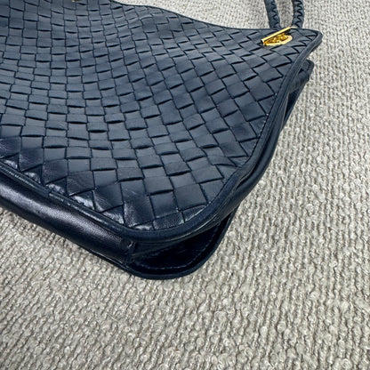 Bottega Veneta Vintage Intrecciato Schultertasche – Dunkelblau
