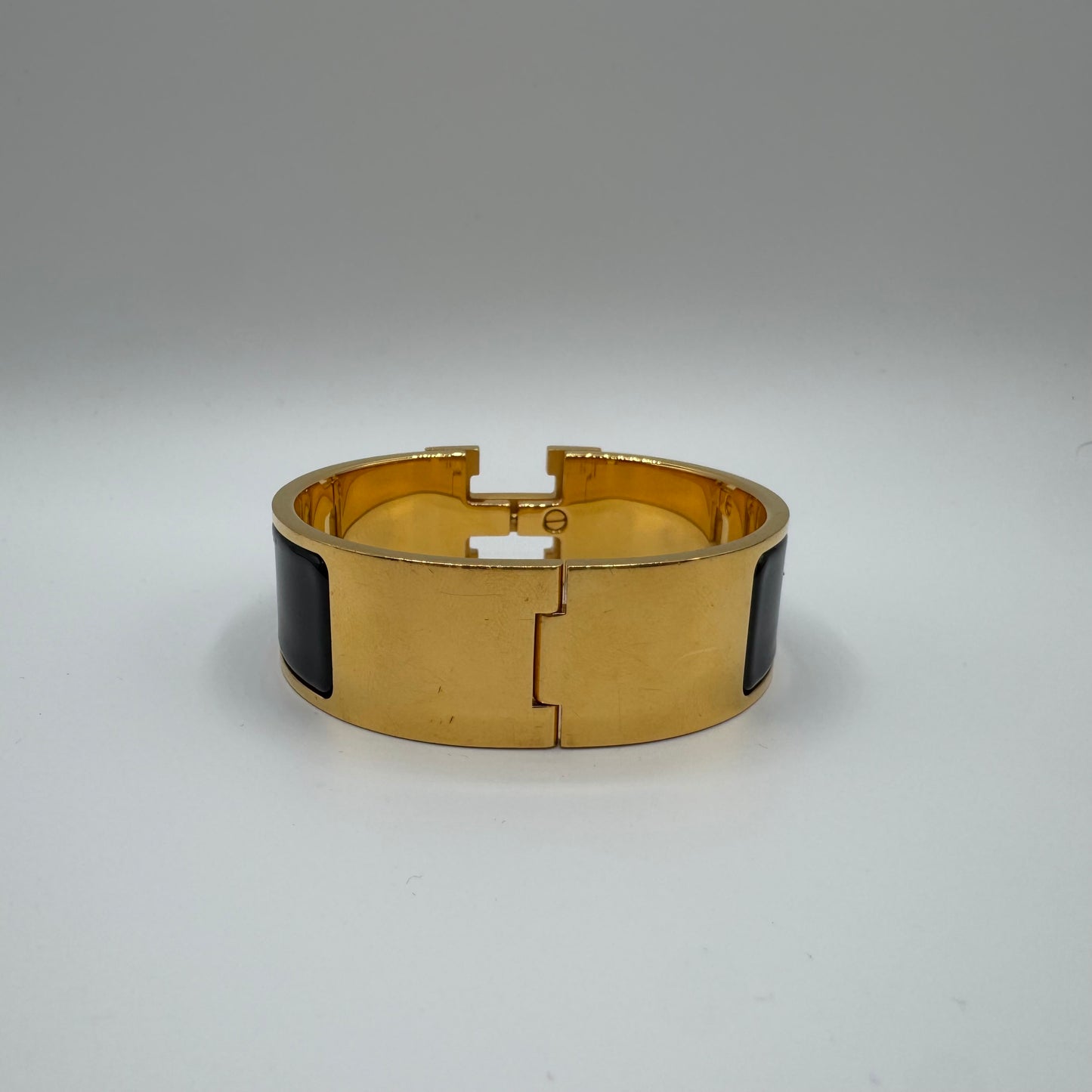 Hermès Clic Clac H Armreif Schwarz Gold GM