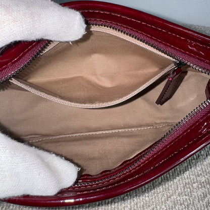 Burberry Nova Check Canvas Burgundy Leder Schultertasche
