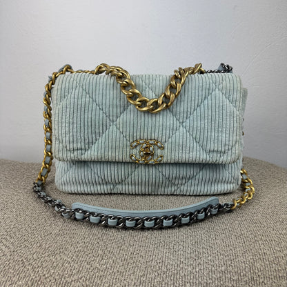Chanel 19 Corduroy Flap Bag – Light Blue