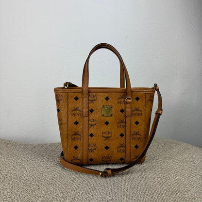 MCM Toni Shopper mit Reißverschluss – Visetos Cognac