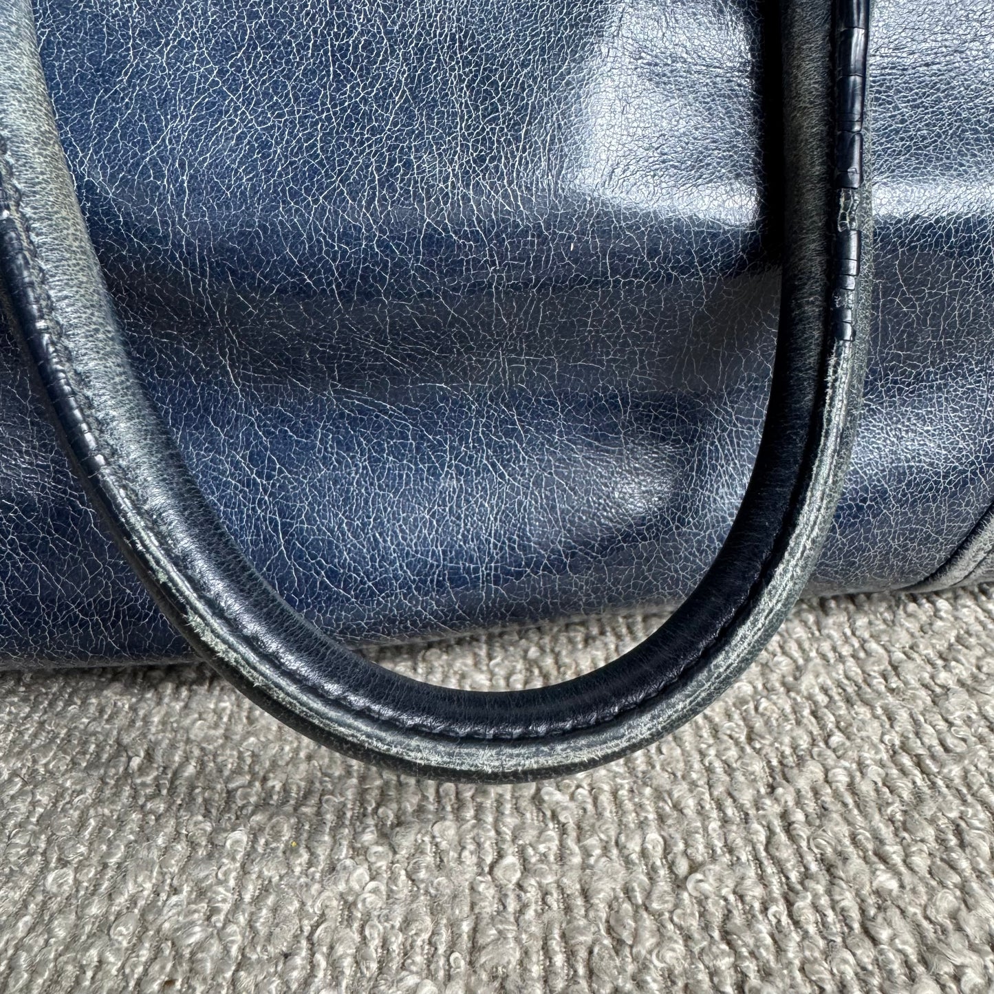 Miu Miu Sitello Shine Double Zip Leder blau