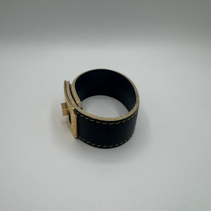 Louis Vuitton Lederarmband – Schwarz / Gelb / Gold – Größe 17