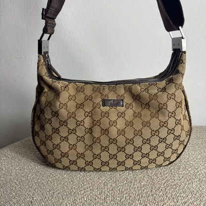Gucci GG Canvas Hobo Schultertasche – Braun