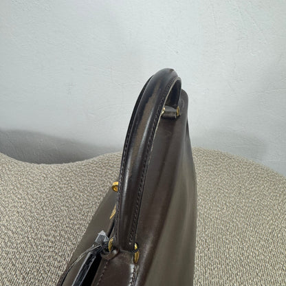 Hermès Vintage Kelly 32 – Dunkelbraun / Gold – 1992