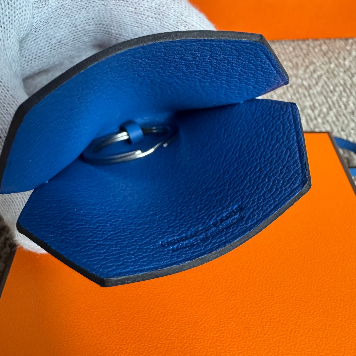 Hermès 2024 Year Gift Crochet Key Ring Bag Charm Blau