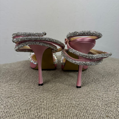 Mach &amp; Mach Double Bow Crystal Slingback Pumps – Rosa Gr. 39