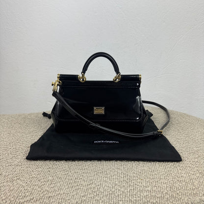 Dolce & Gabbana Mini Sicily – Schwarzes Lackleder