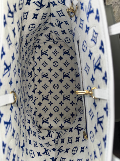 Louis Vuitton Jacquard Velvet Monogram LV Match Neverfull MM Tote – Blau & Weiß