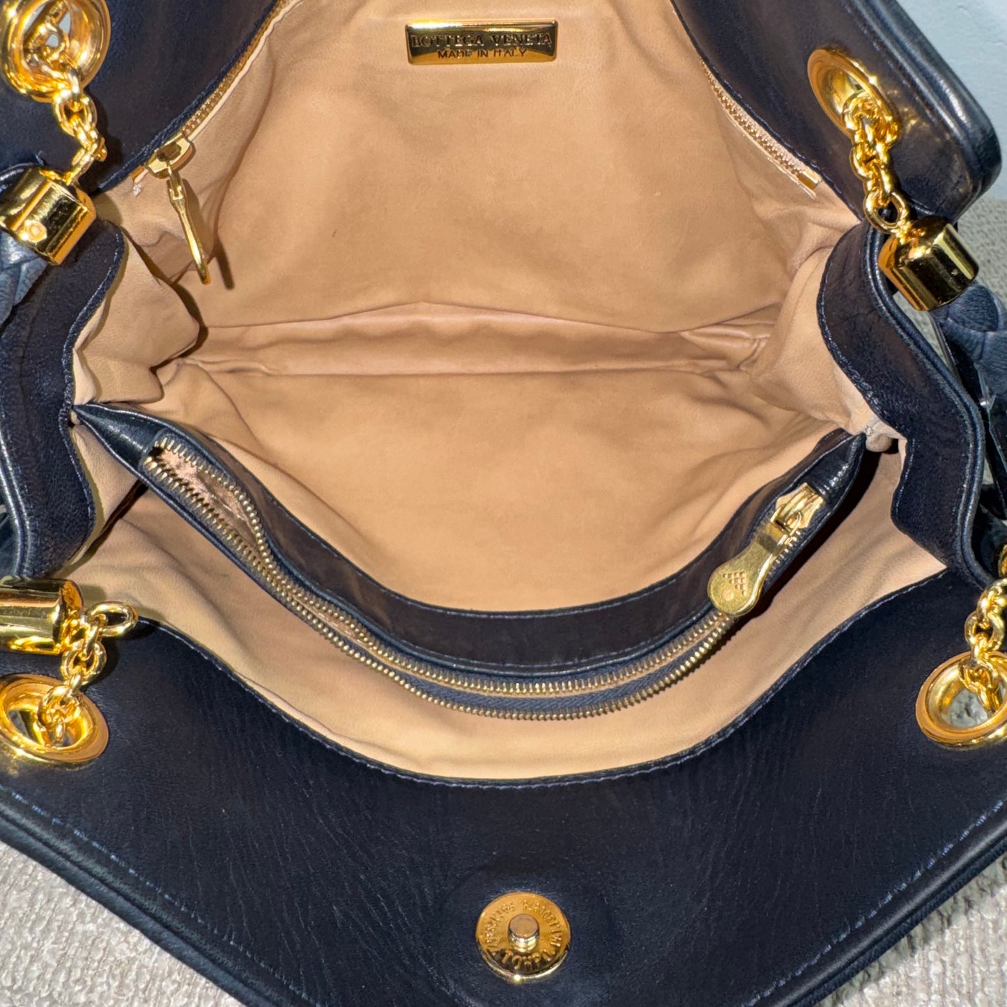 Bottega Veneta Vintage Intrecciato Schultertasche – Dunkelblau