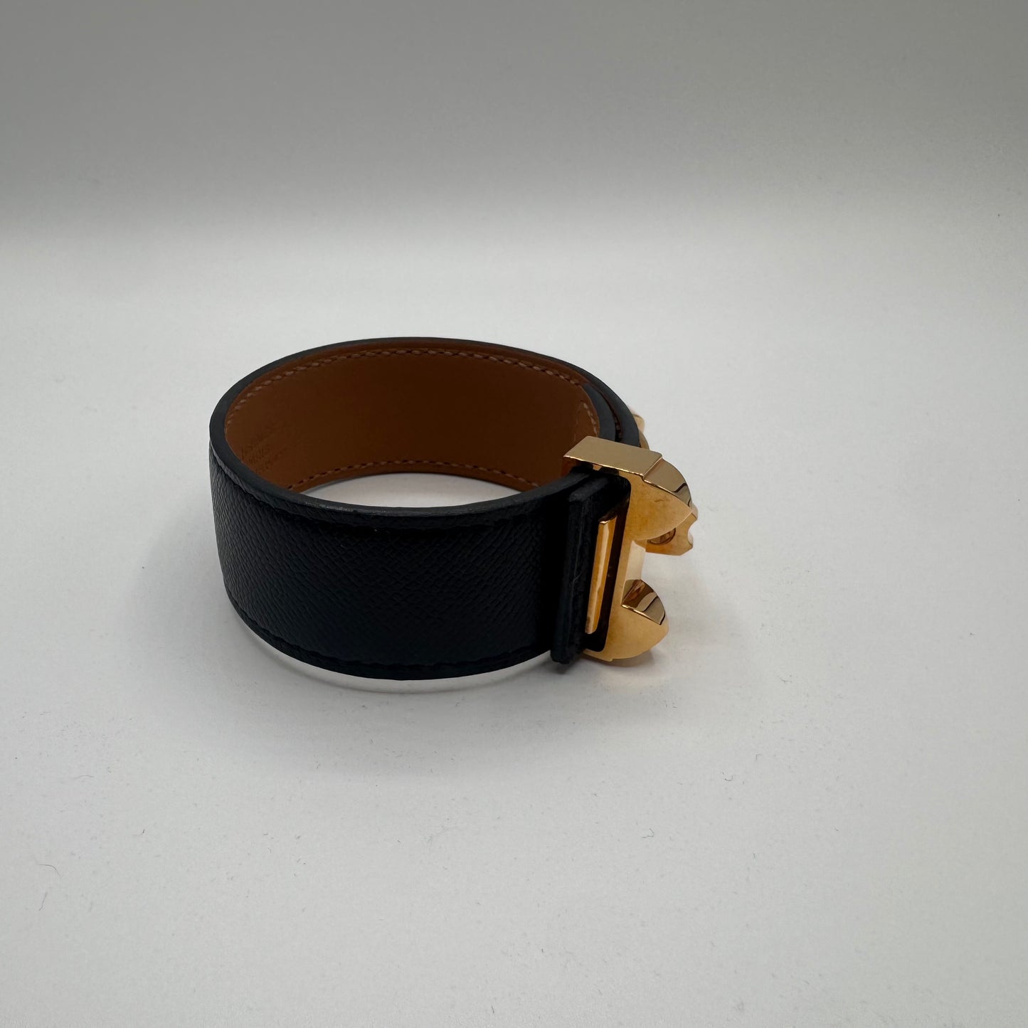 Hermès Collier de Chien 24 Armband Schwarz Gold – Größe T3 / M