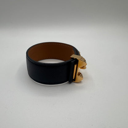 Hermès Collier de Chien 24 Armband Schwarz Gold – Größe T3 / M