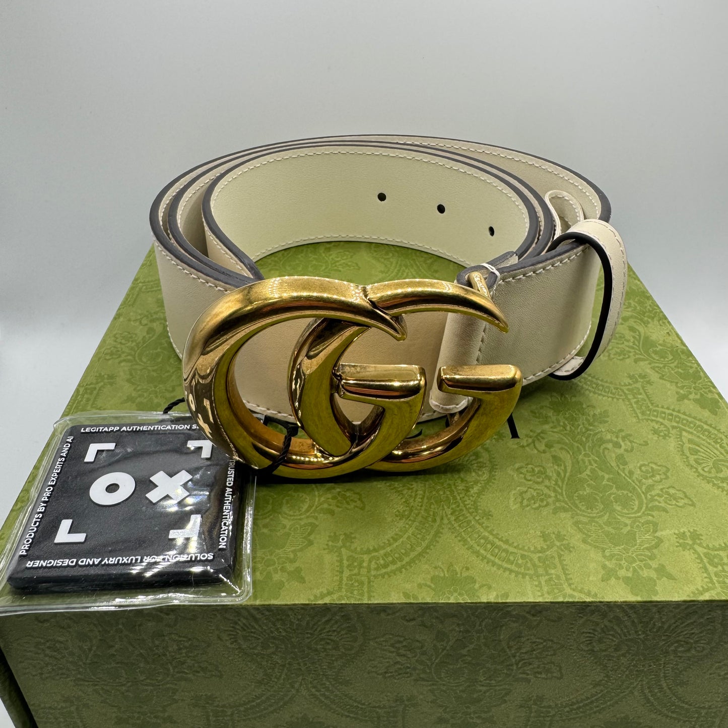 Gucci GG Marmont Gürtel – Weiß / Gold