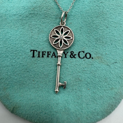 Tiffany & Co. Daisy Key Halskette aus Silber mit Diamant