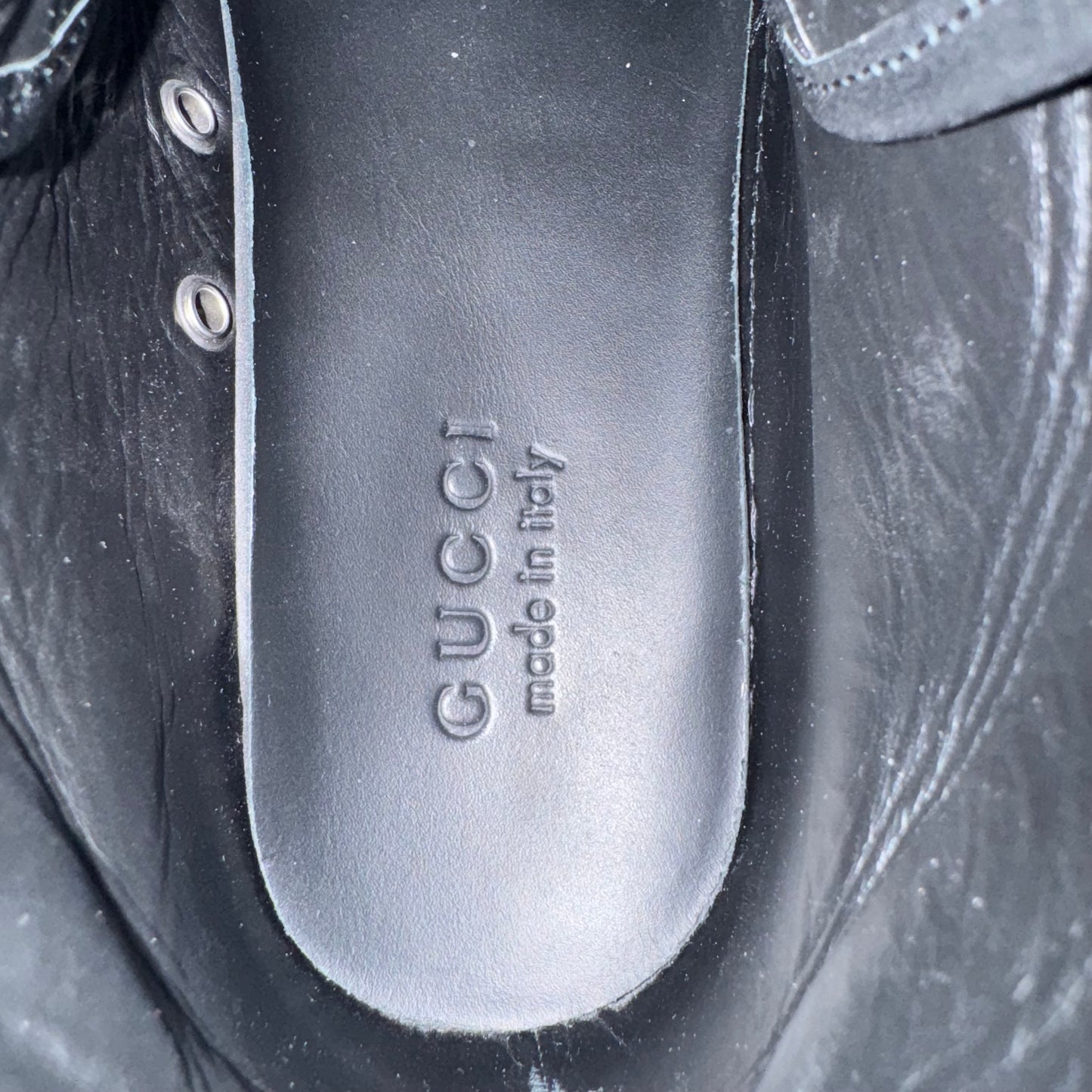 Gucci High-Top Leder-Sneaker Schwarz Gr. 40,5