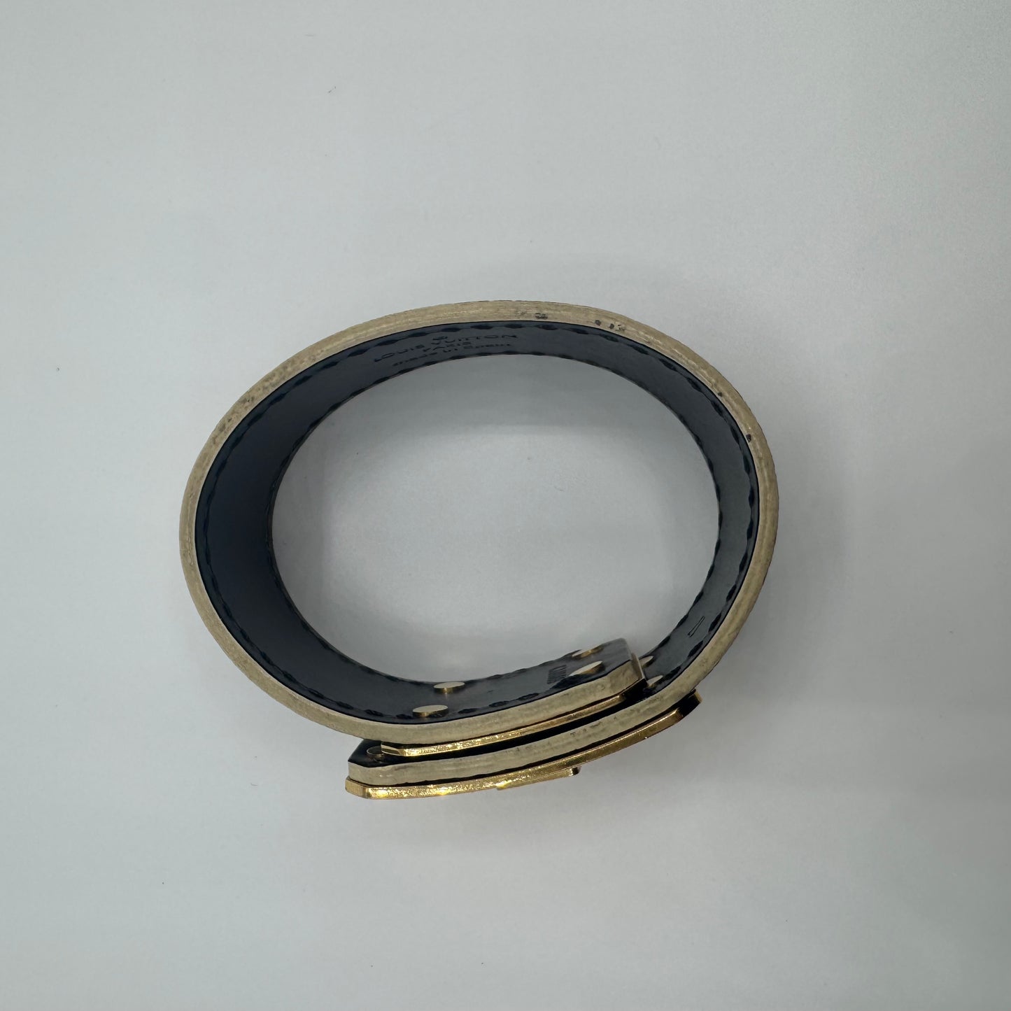 Louis Vuitton Lederarmband – Schwarz / Gelb / Gold – Größe 17