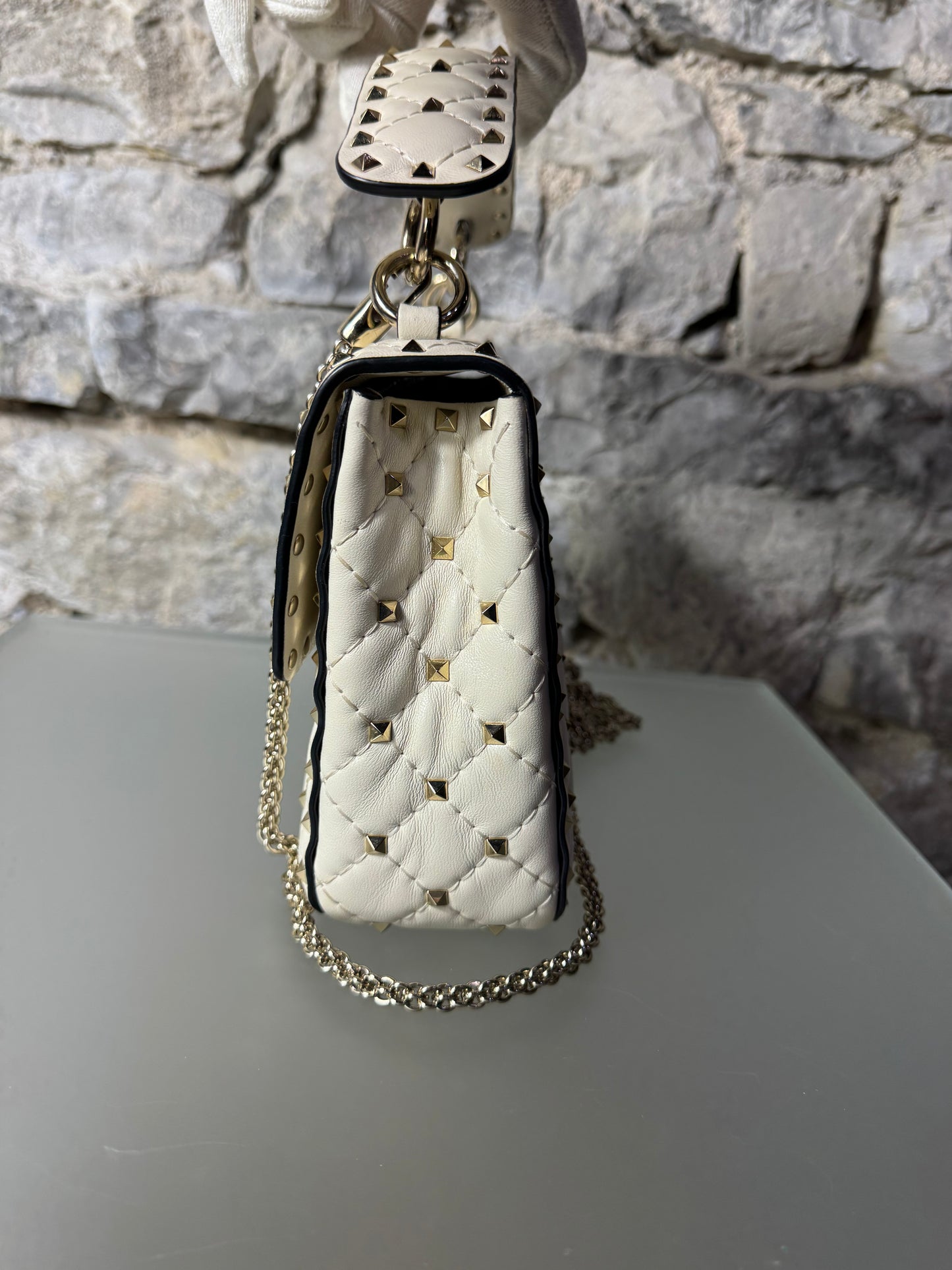 Valentino Garavani Rockstud Spike Bag Nappaleder Weiß