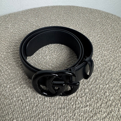 Gucci GG Marmont Gürtel Schwarz Leder „All Black“ Gr. 90