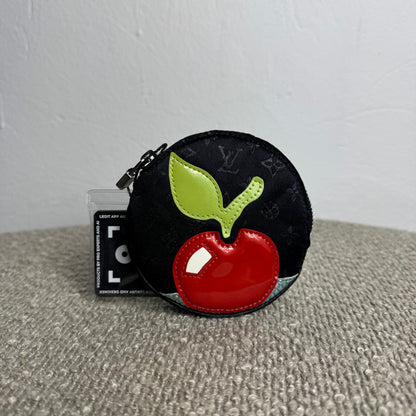 Louis Vuitton Conte de Fées Apple Round Coin Purse – Black Satin Monogram