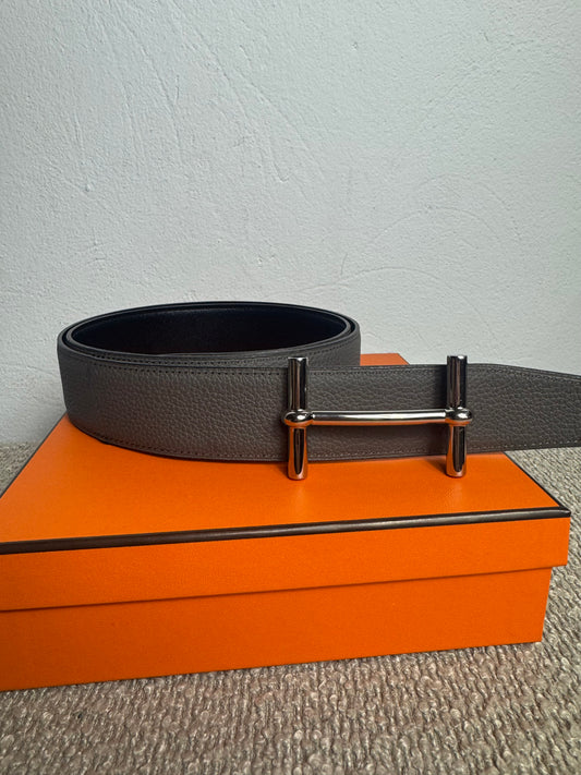 Hermès Gürtelschließe H d'Ancre & Wendbarer Gürtelriemen 38 mm