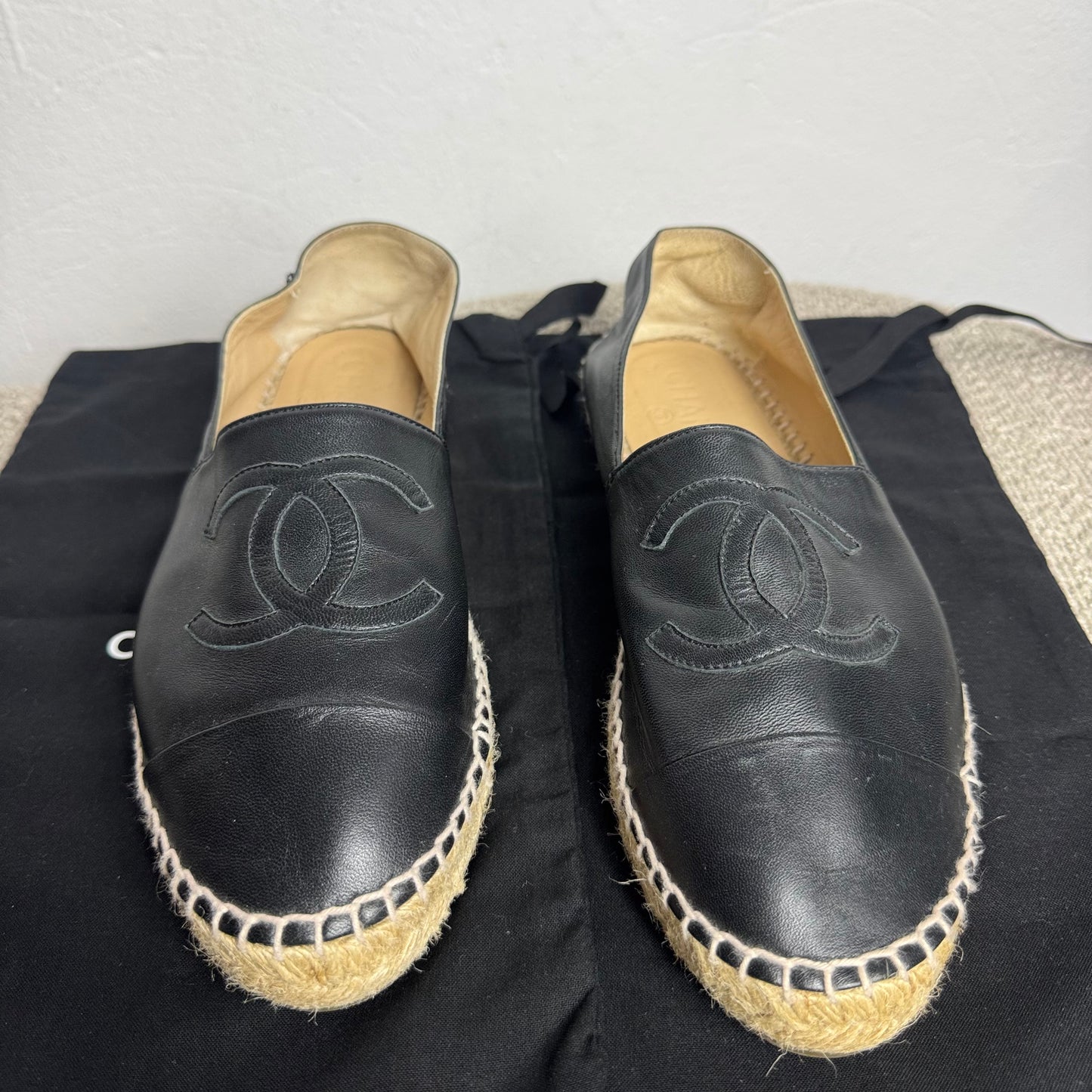 Chanel Espadrilles Schwarz Leder Gr. 40