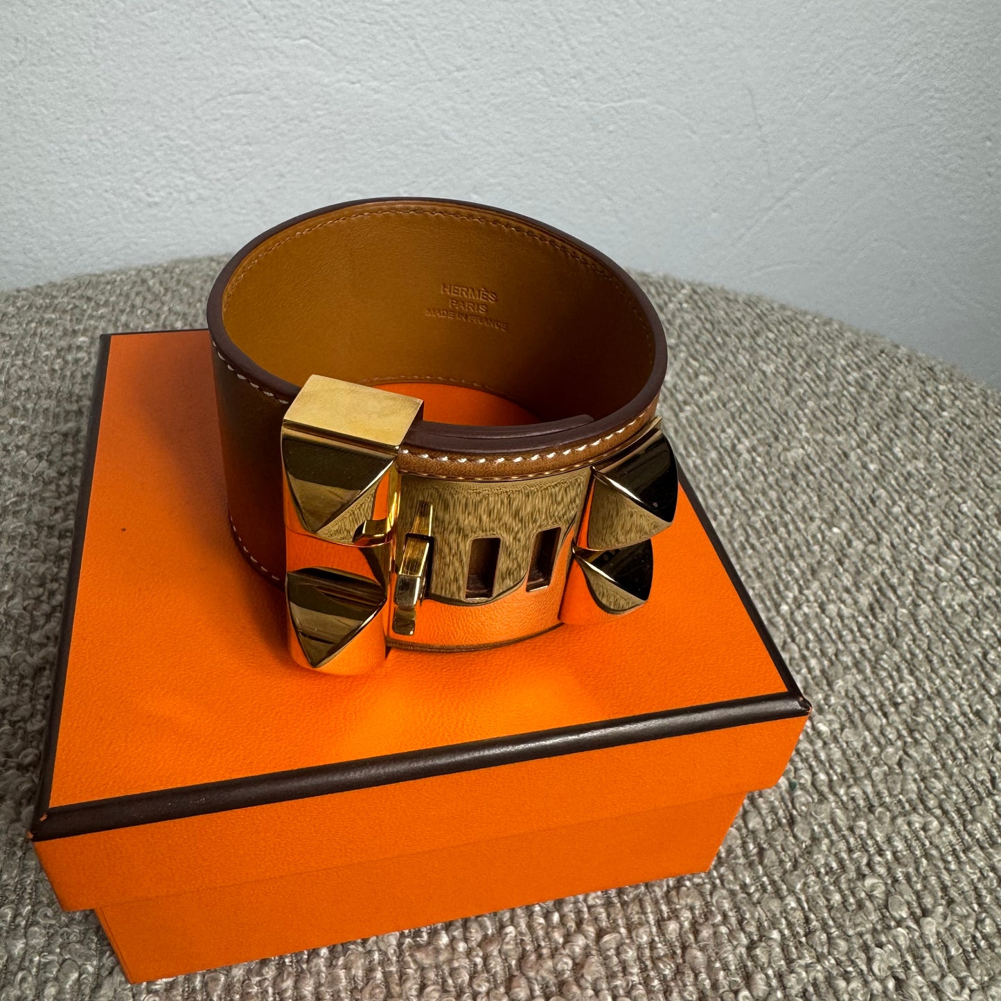 Hermès Collier de Chien Armband Fauve / Gelbgold – Gr. T4 (L)