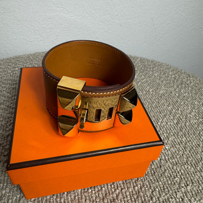 Hermès Collier de Chien Armband Fauve / Gelbgold – Gr. T4 (L)