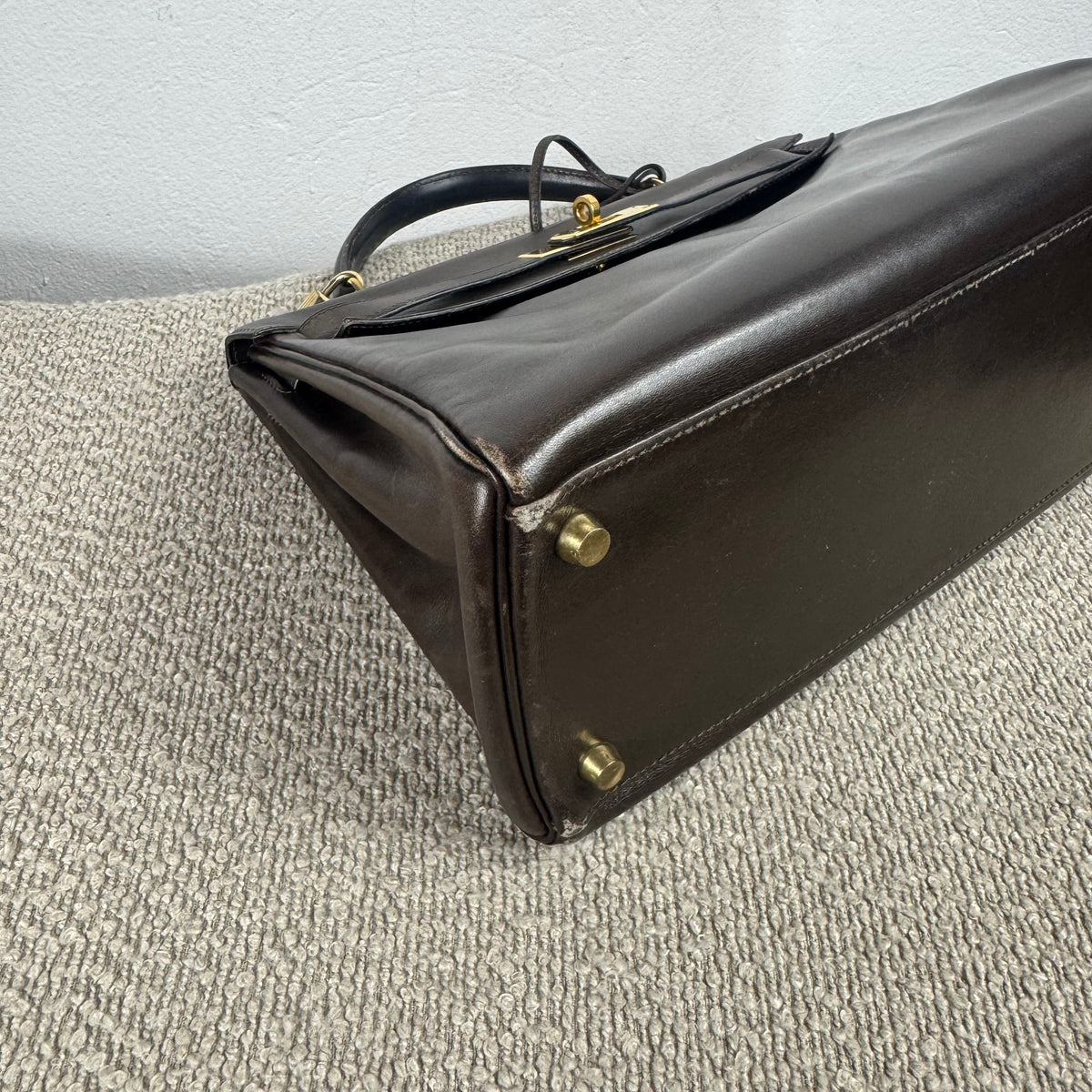 Hermès Vintage Kelly 32 – Dunkelbraun / Gold – 1992