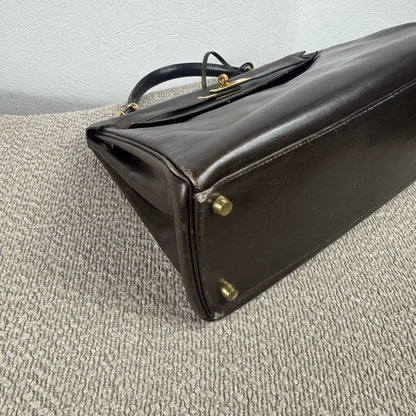 Hermès Vintage Kelly 32 – Dunkelbraun / Gold – 1992
