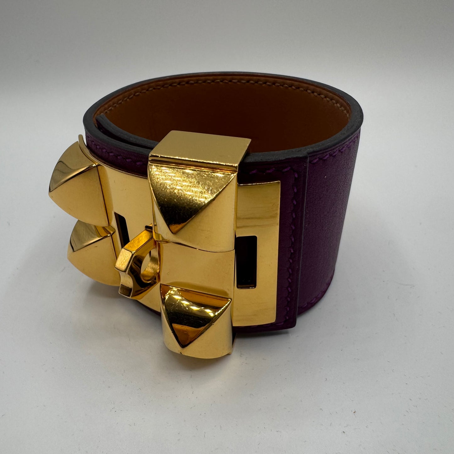 Hermès Collier de Chien (CDC) Armband Lila Gold – Größe T2 / S