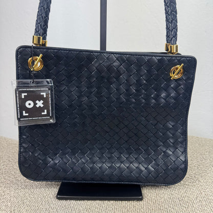 Bottega Veneta Vintage Intrecciato Schultertasche – Dunkelblau