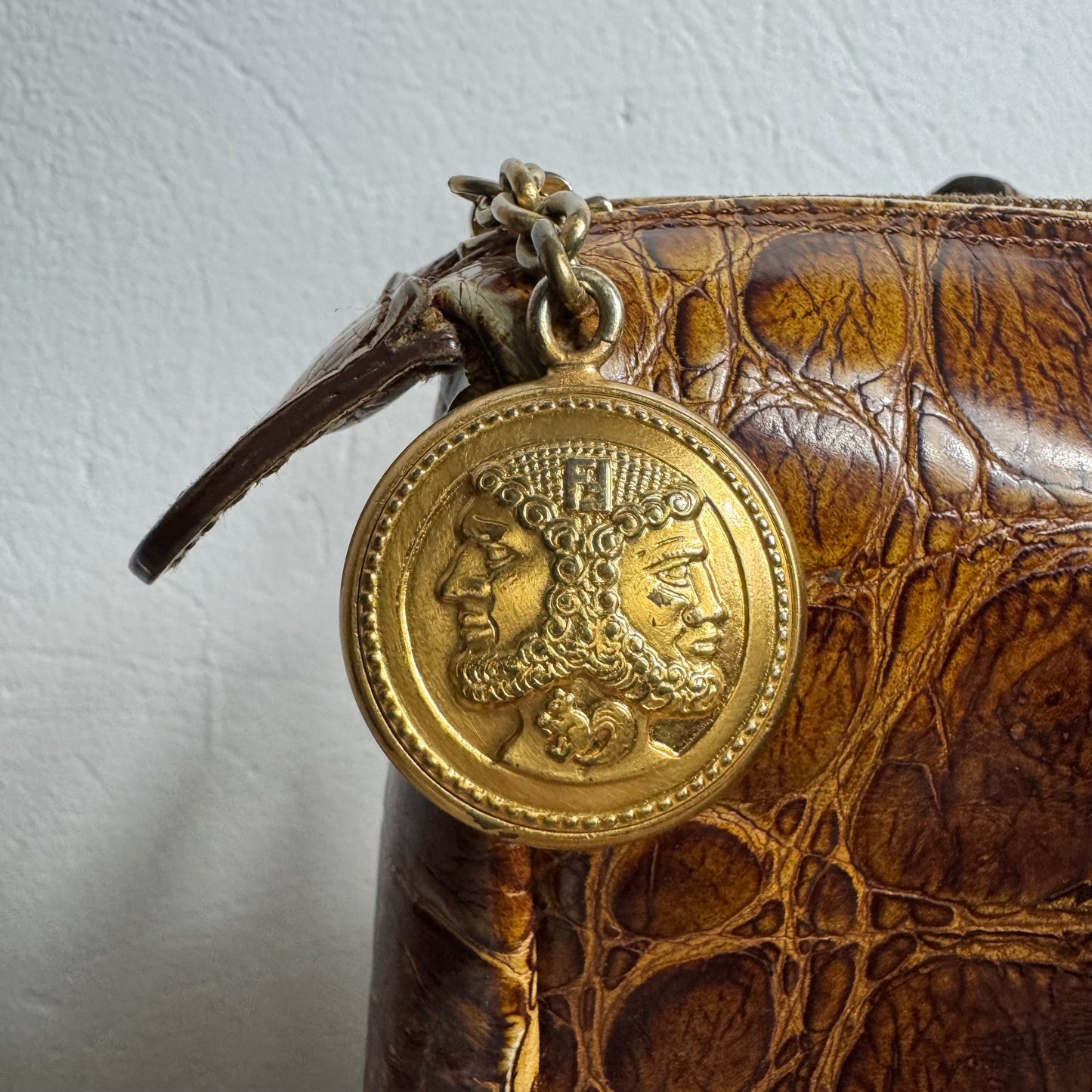 Vintage Fendi Tote Bag mit Krokodilprägung