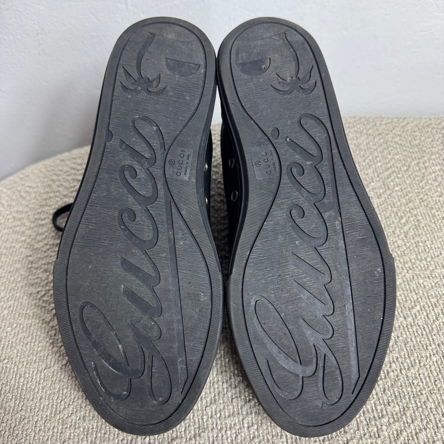 Gucci High-Top Leder-Sneaker Schwarz Gr. 40,5