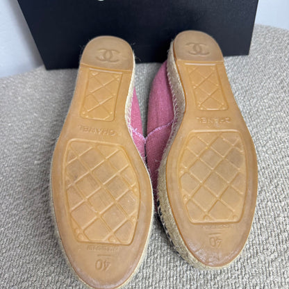 Chanel Espadrilles Canvas/Stoff in Pink mit schwarzer Zehenkappe Gr. 40