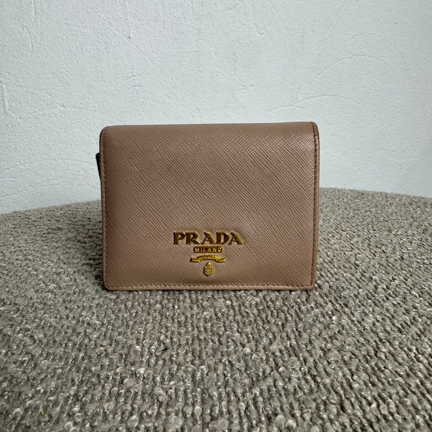 Prada Saffiano Metal Compact Wallet – Nude