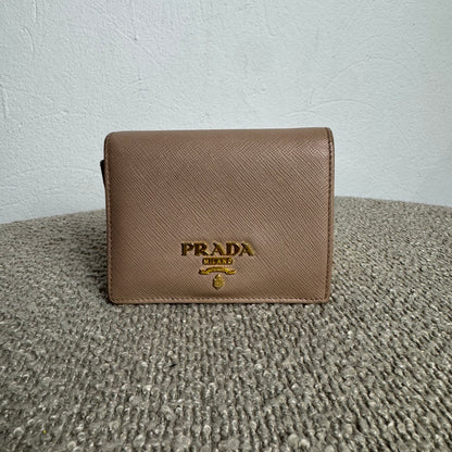 Prada Saffiano Metal Compact Wallet – Nude