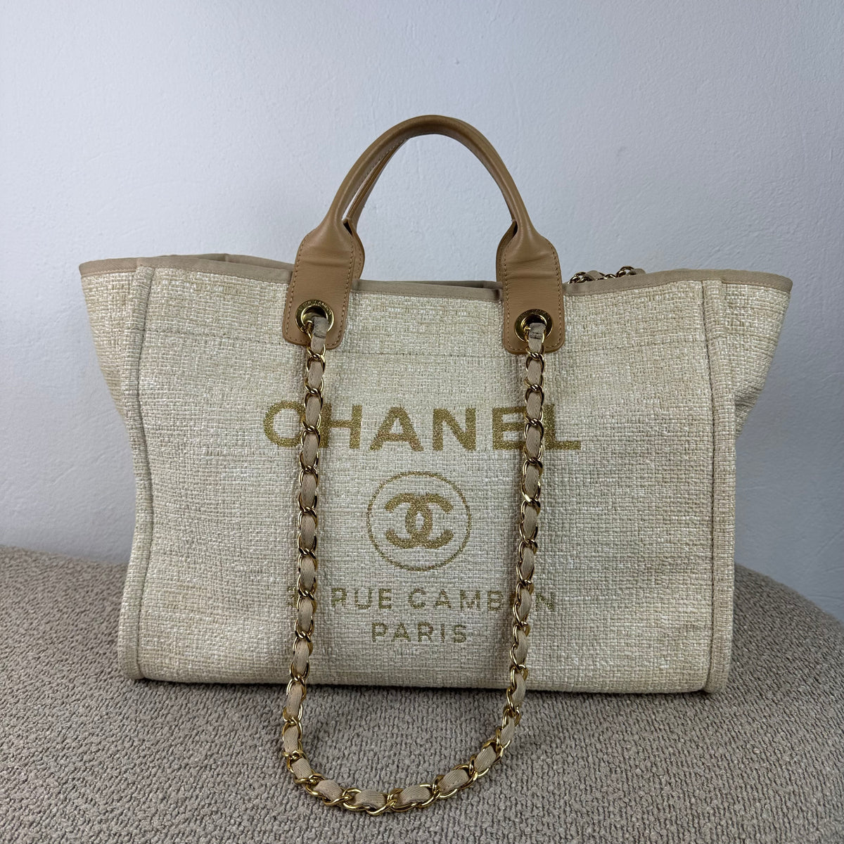 Chanel Deauville Tote Bag – Beige/Gold