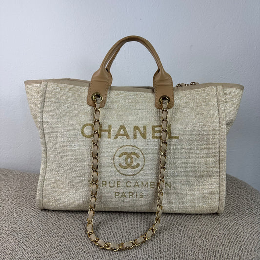 Chanel Deauville Tote Bag – Beige/Gold