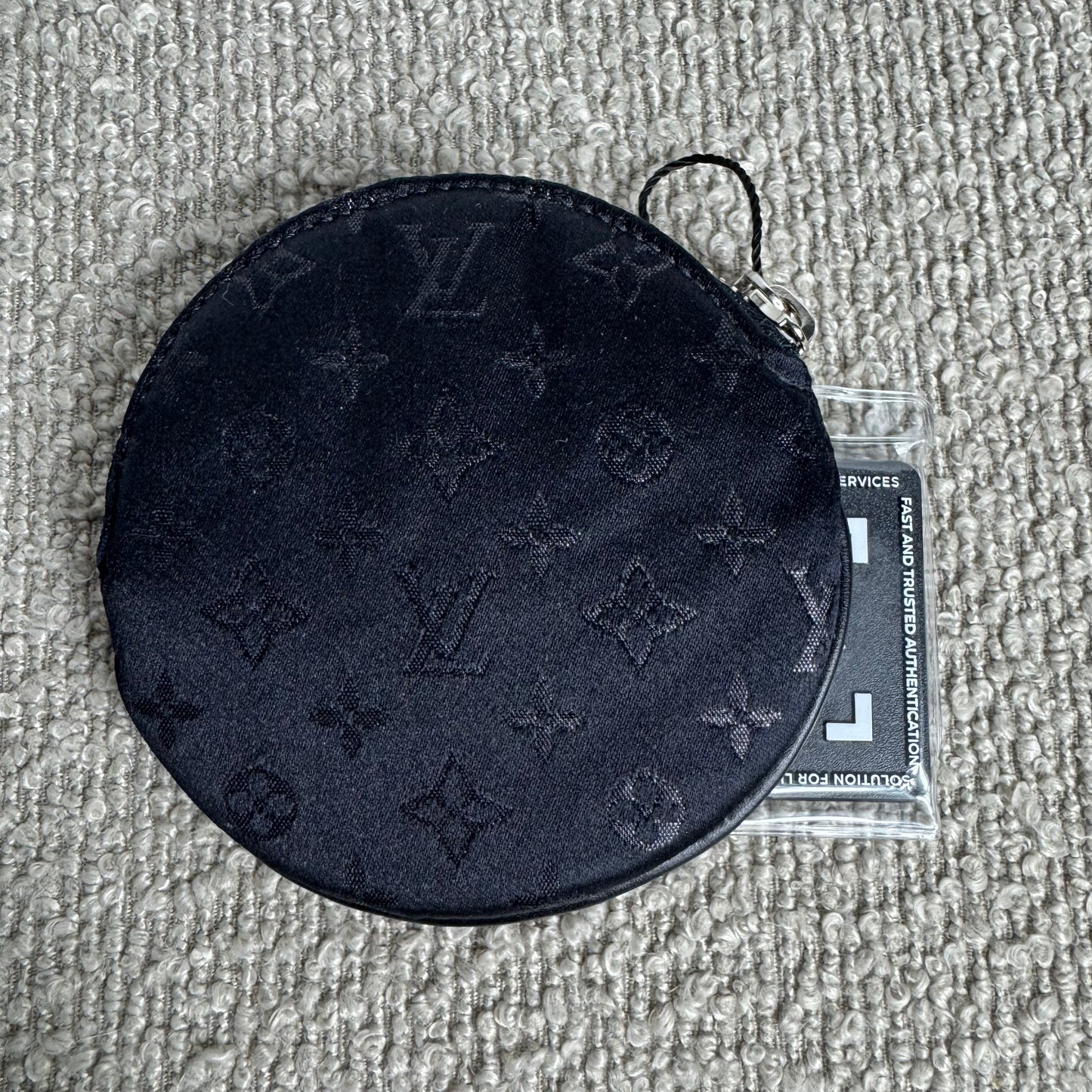 Louis Vuitton Conte de Fées Apple Round Coin Purse – Black Satin Monogram