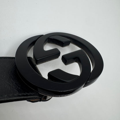 Gucci Interlocking G Buckle Gürtel Leder Schwarz Gr. 95/38 (223891)