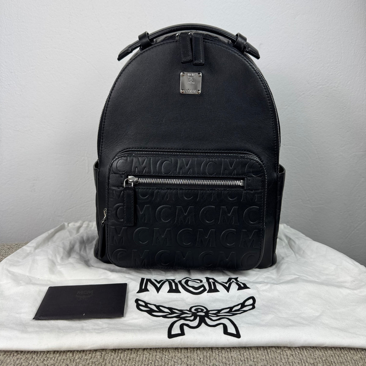 MCM Rucksack Schwarzes Leder
