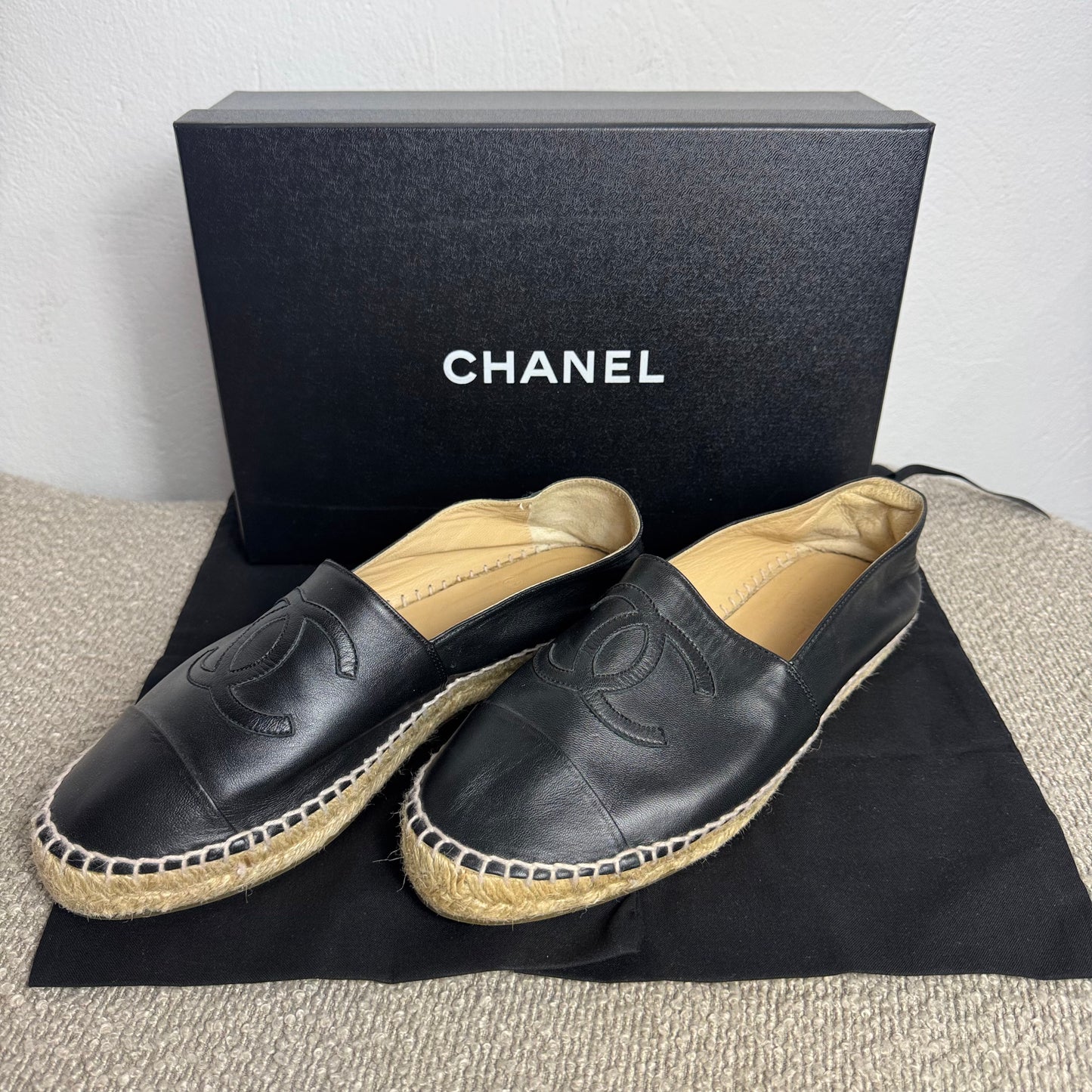 Chanel Espadrilles Schwarz Leder Gr. 40