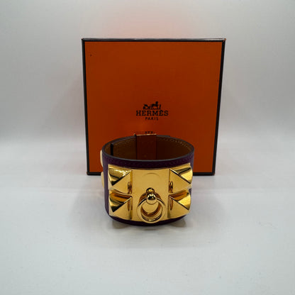 Hermès Collier de Chien (CDC) Armband Lila Gold – Größe T2 / S