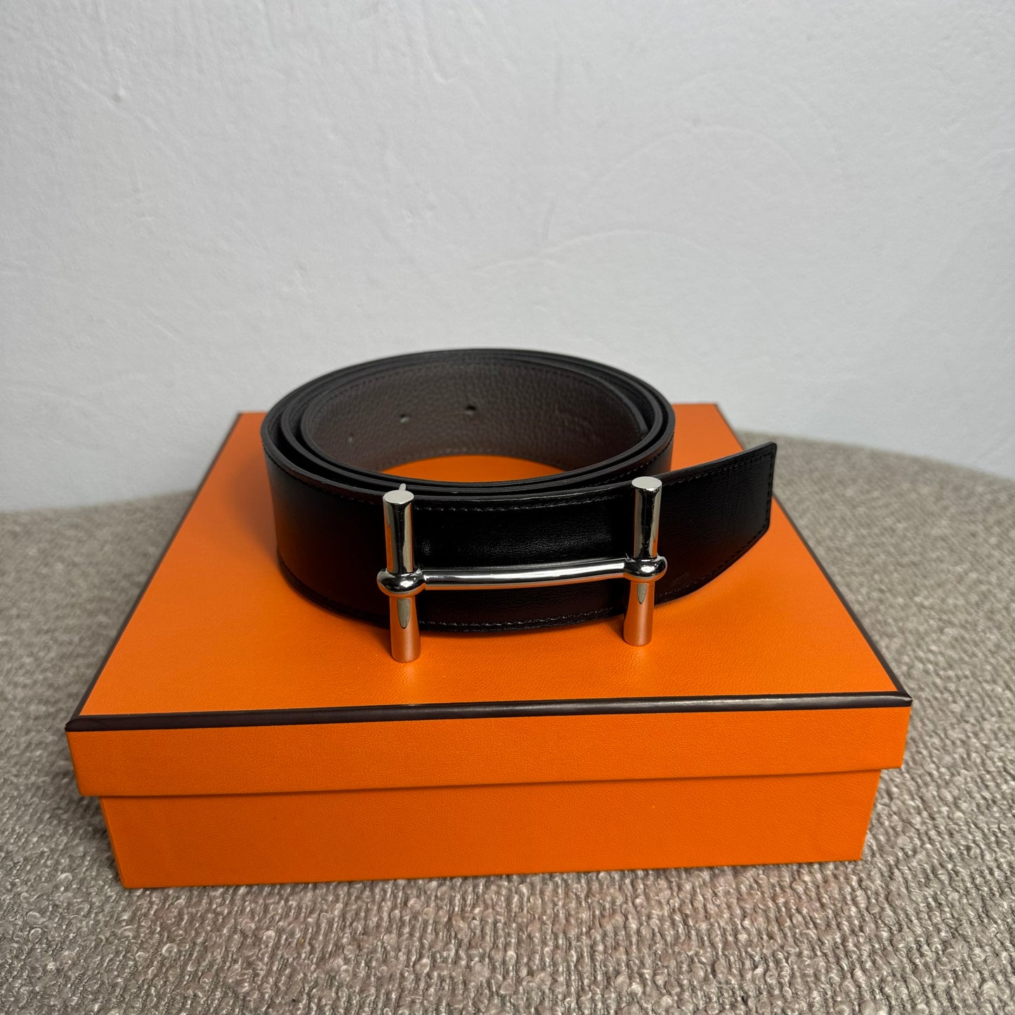 Hermès Gürtelschließe H d'Ancre & Wendbarer Gürtelriemen 38 mm